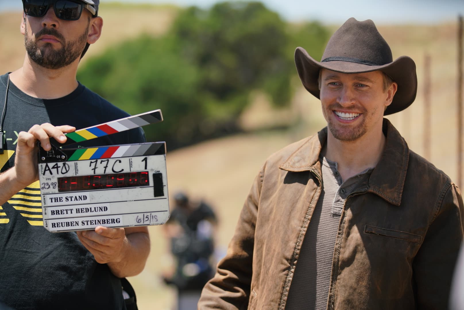 Tyler Jacob Moore on set
